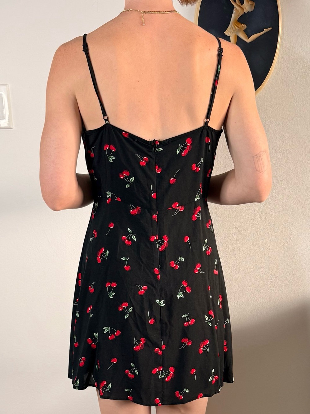 Black Cherry Slip Dress with Spaghetti Straps - Picture 4 of 4